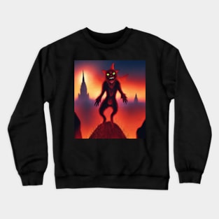 creepy zombie cat demon Crewneck Sweatshirt